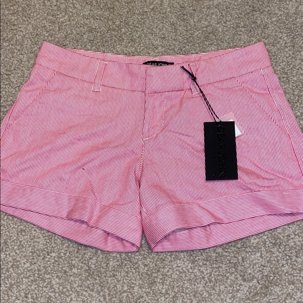 Brand NWT Dear John red/white striped shorts.